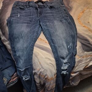 Express Women's Ripped Blue Skinny Jeans